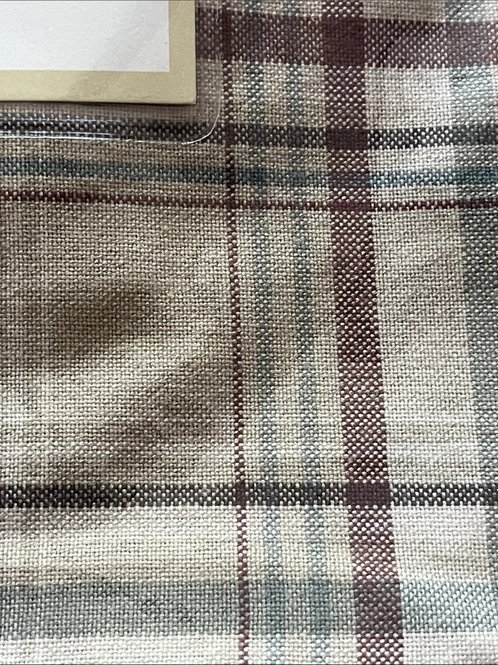 Pottery Barn tan Plaid Utility Liner with Brown and Green Stripes 43183217 NWT